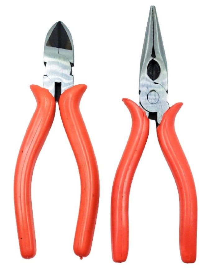 PILERMAN Orange 6-Inch Long Nose & Side Cutting Pliers - Image 2